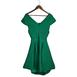 Suncoo Paris Green Partial Open Back Button Up Midi Dress Size M